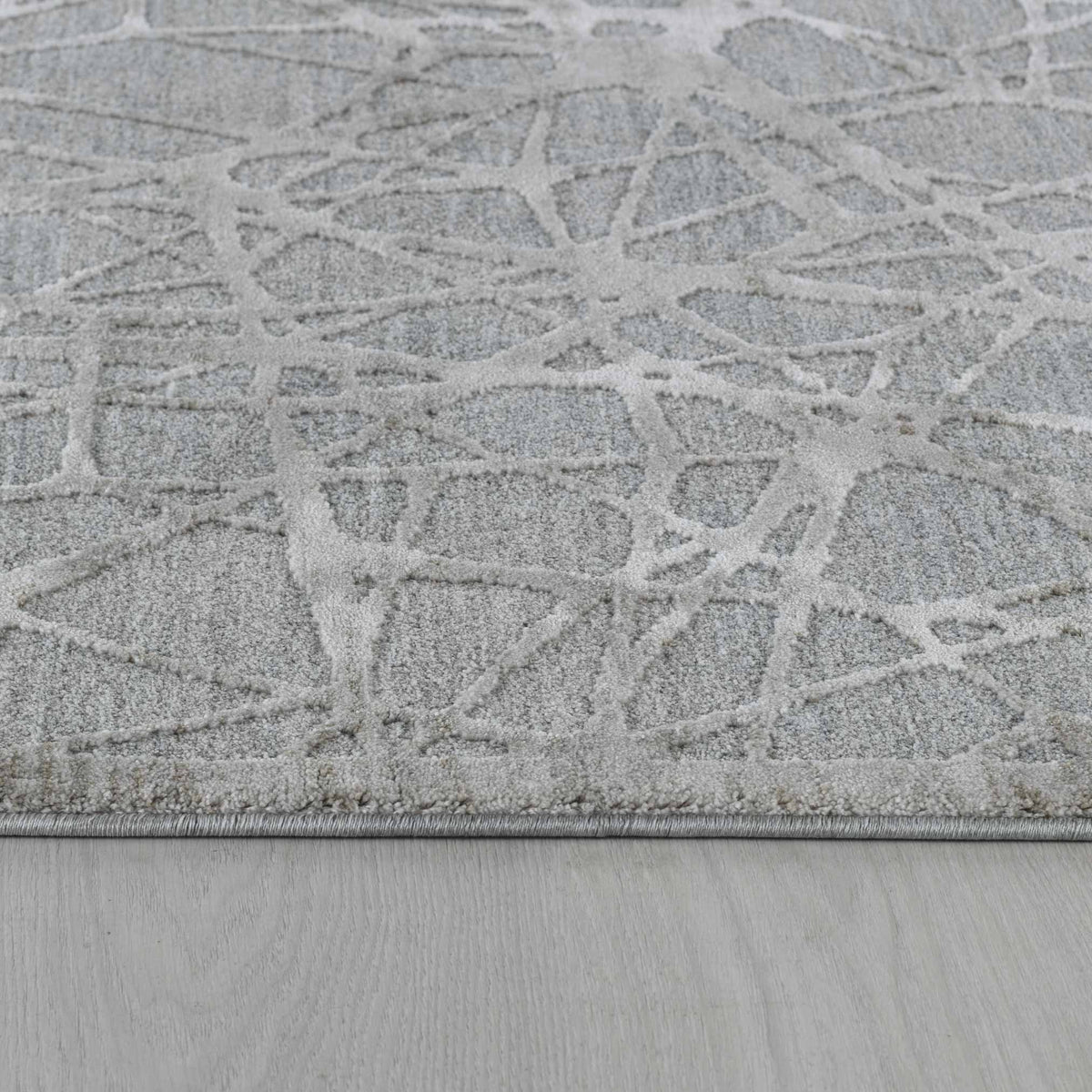 Vetra Abstract Web Contemporary Blue and Beige Indoor Rug