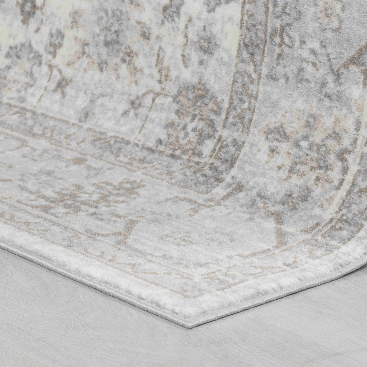 Hala Oriental Floral Traditional Grey and Brown Indoor Rug