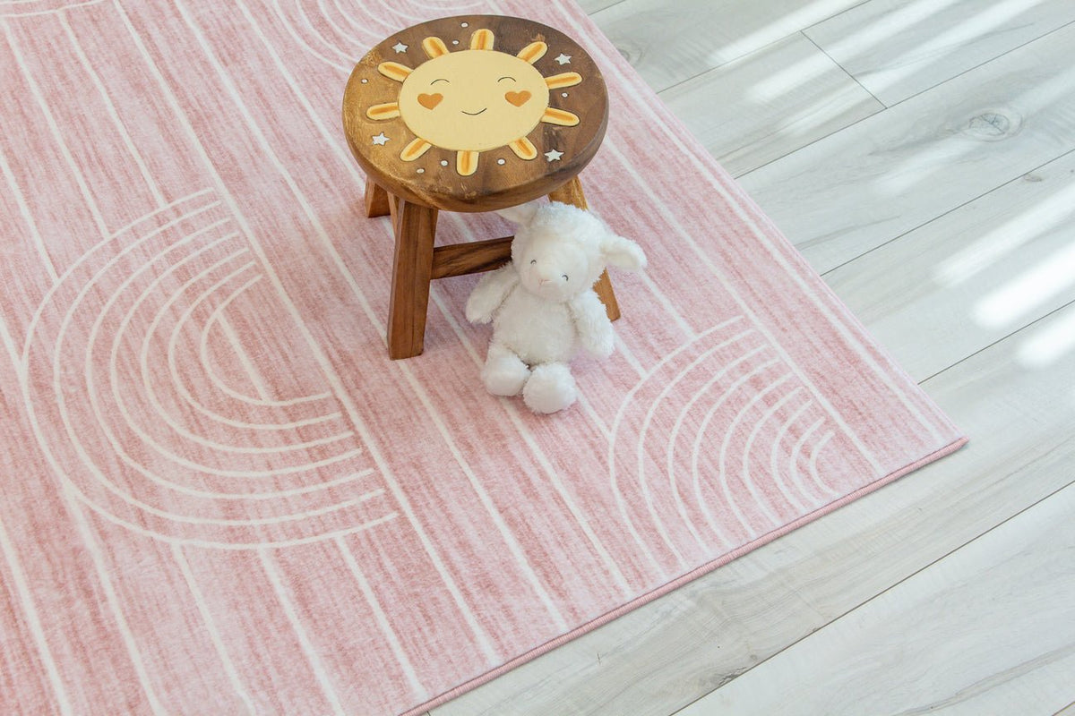 Luma Geometric Modern Pink and Cream Indoor Rug-8