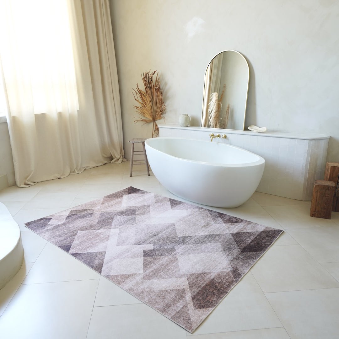 Tapis marron contemporain géométrique Emir