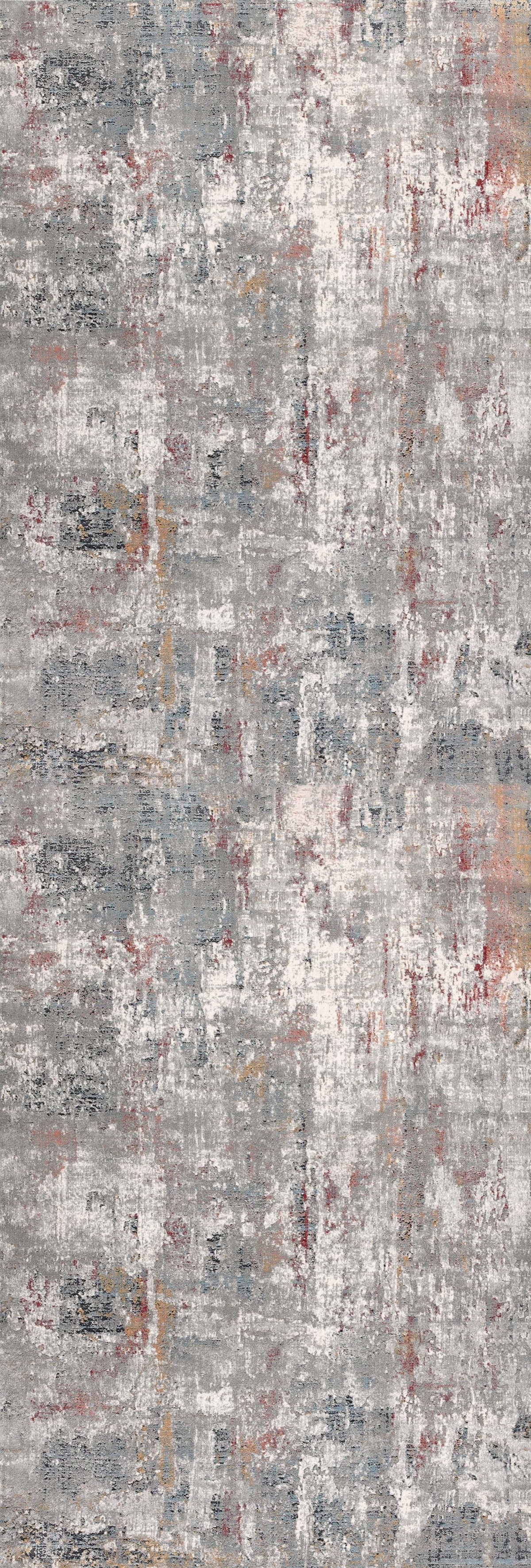 Aeris Distressed Abstract Comtemporary Grey and Red Indoor Rug