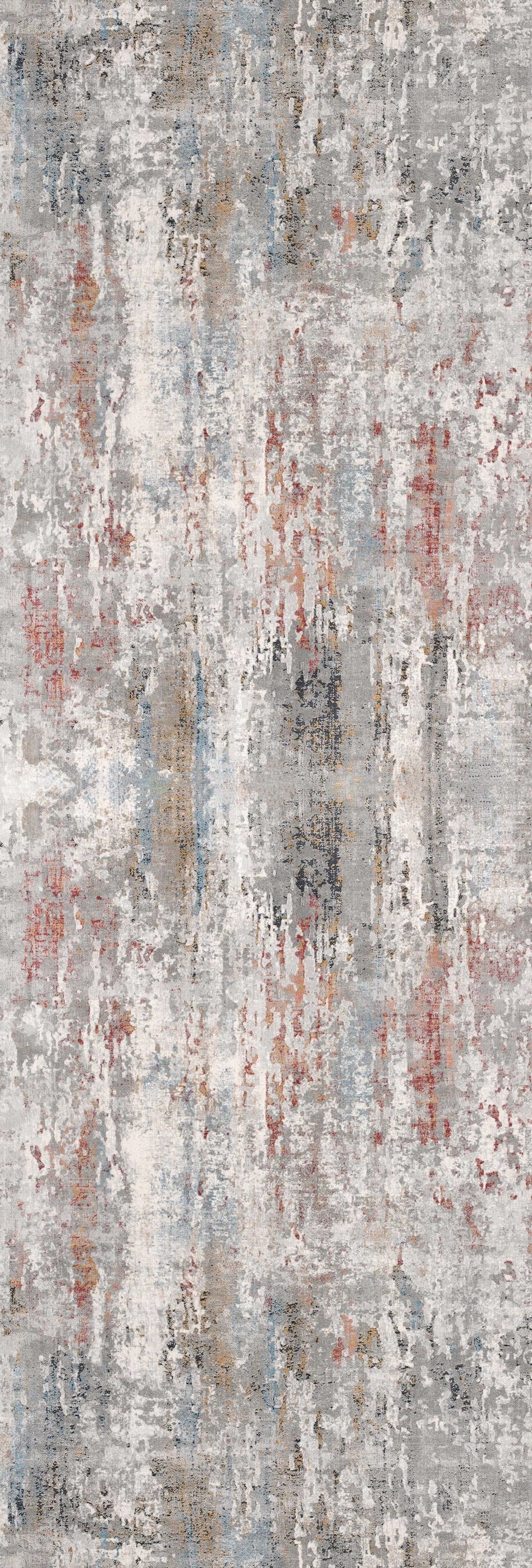 Tessera Distressed Abstract Comtemporary Grey and Red Indoor Rug