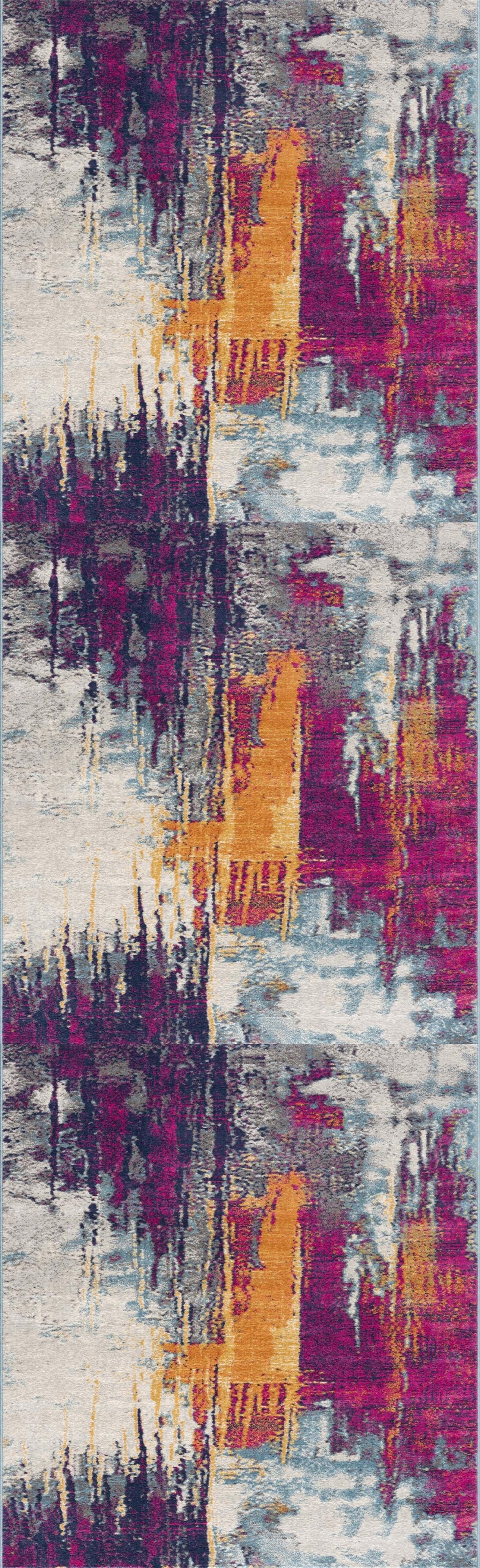Tapis violet abstrait moderne du milieu du siècle Savannah