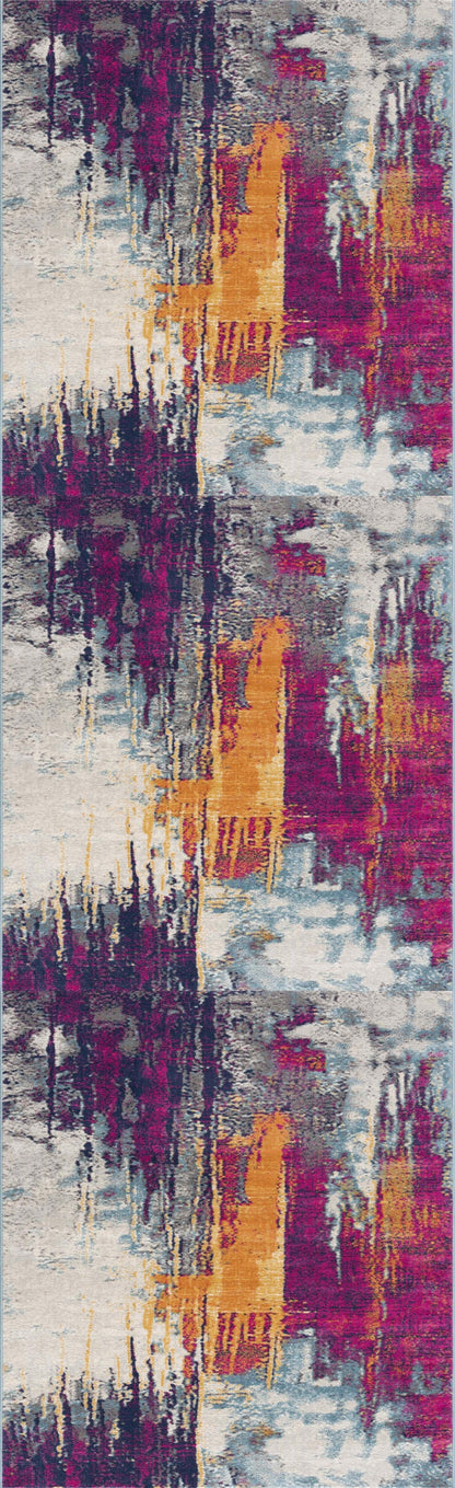 Tapis violet abstrait moderne du milieu du siècle Savannah
