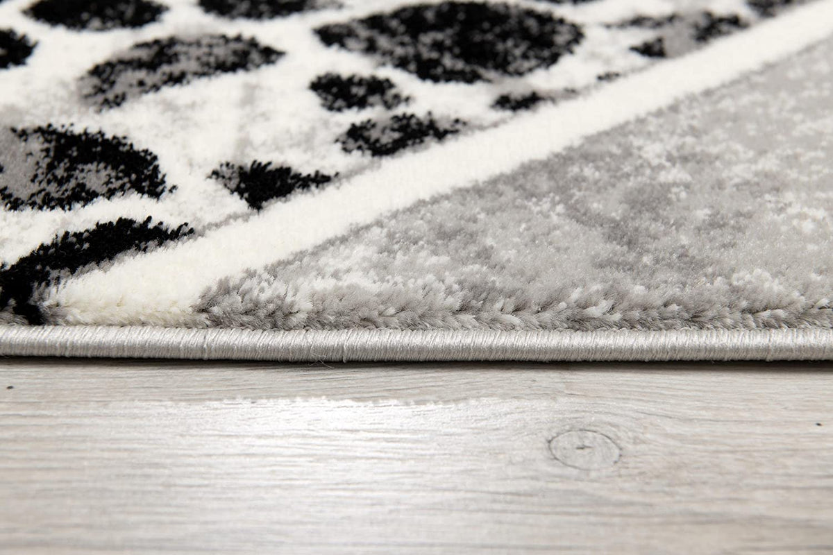 Kiso Geometric Contemporary Grey and Black Indoor Rug