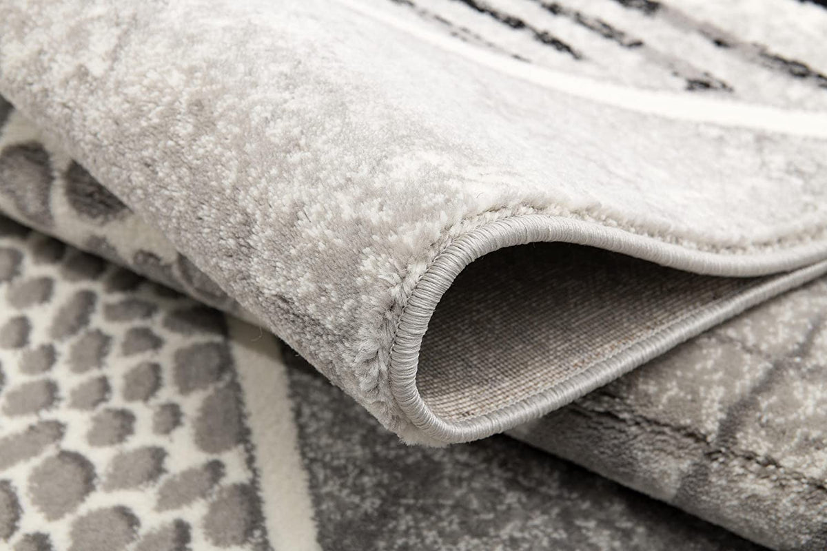 Kiso Geometric Contemporary Grey and Black Indoor Rug