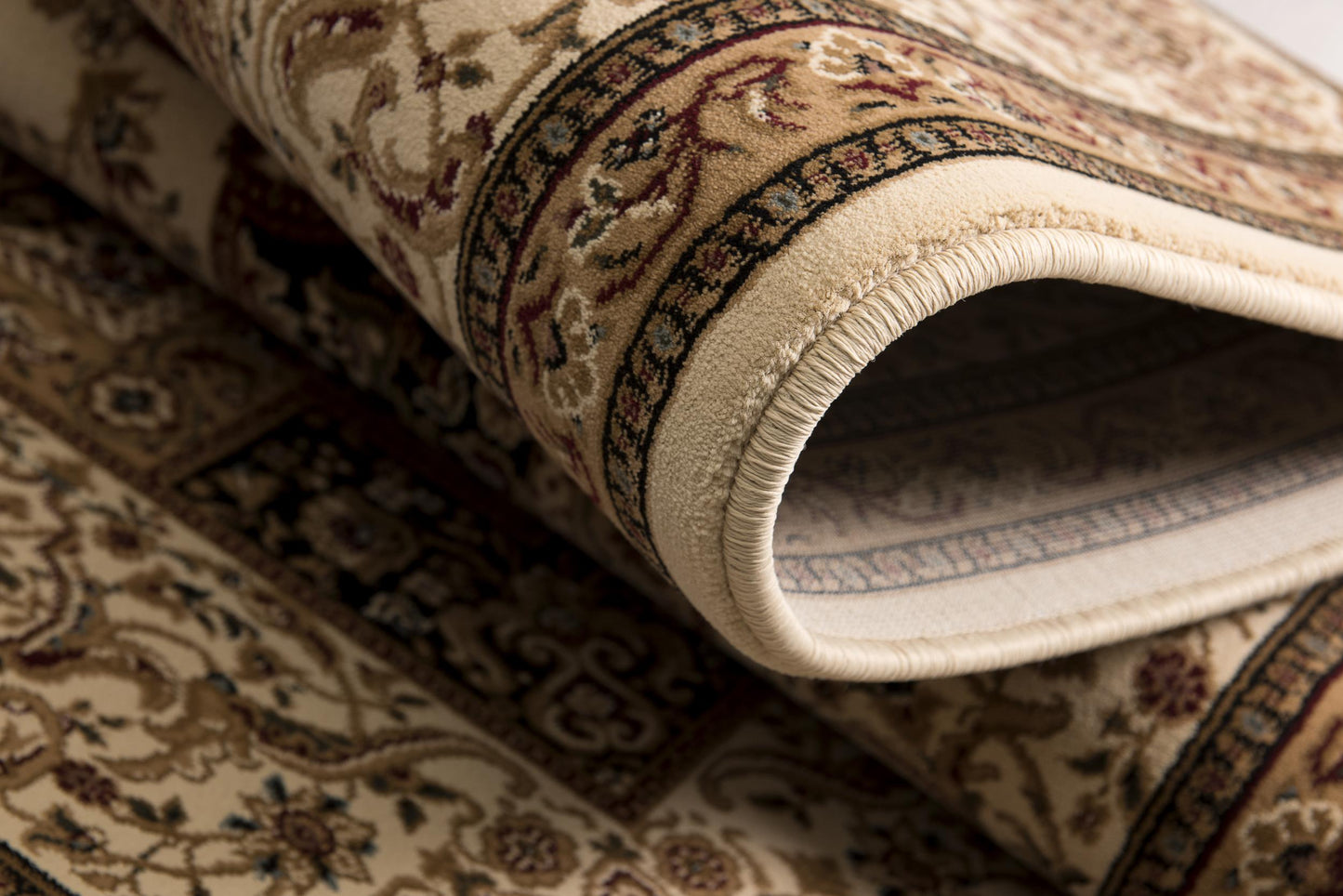 Tapis crème traditionnel persan majestueux
