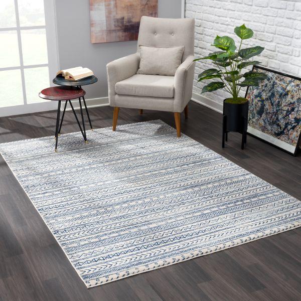 Havana Collection Traditional Southwestern Area Rug and Runner - Navy Blue
