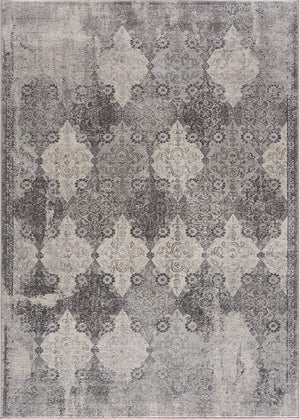 Nazira Damask Contemporary Grey Indoor Rug