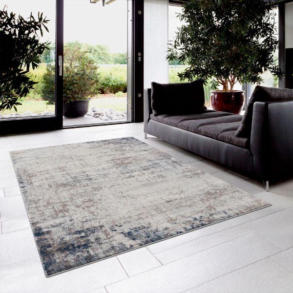 Havana Collection Traditional Abstract Distressed Area Rug and Runner - Navy Blue