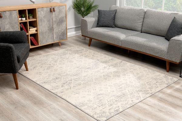 Havana Collection Traditional Abstract Distressed Area Rug and Runner - Ivory