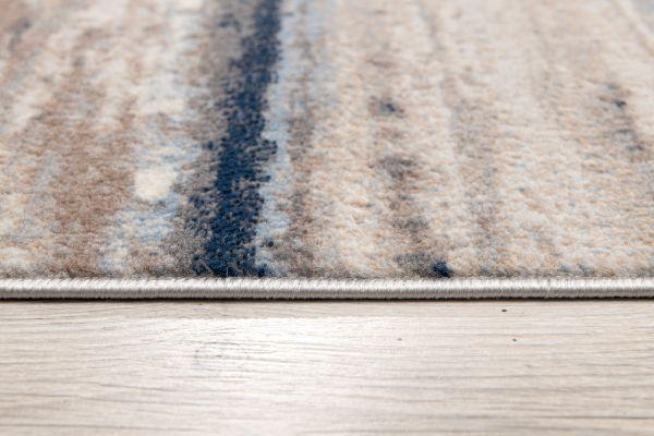 Rimal Abstract Contemporary Blue and Brown Indoor Rug