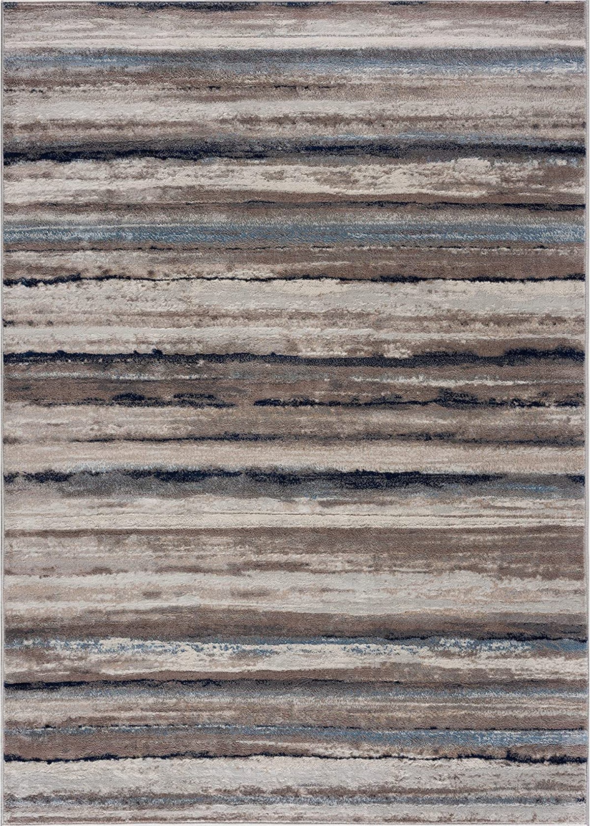 Rimal Abstract Contemporary Blue and Brown Indoor Rug