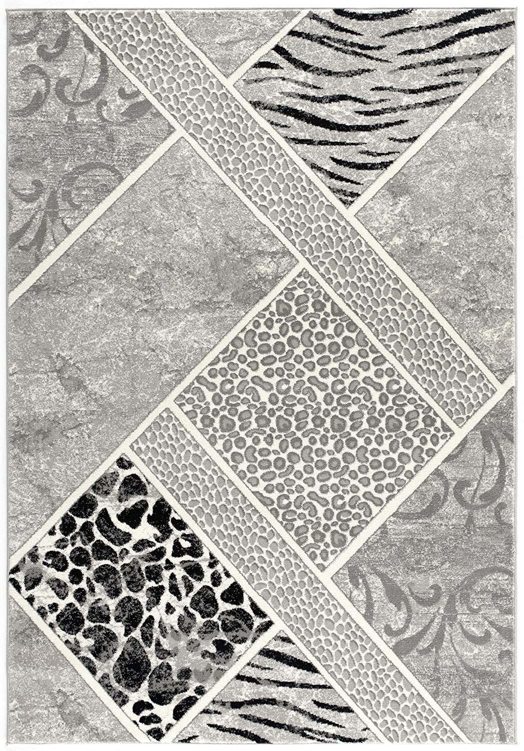 Tapis gris à imprimé animal géométrique Montage