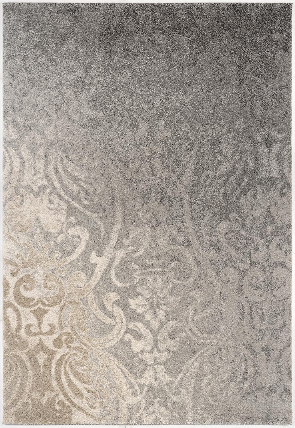 New Zealand Plush Collection Transitional Damask Area Rug