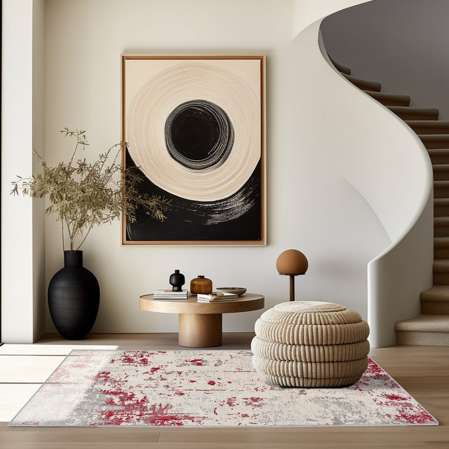 Tapis rouge contemporain abstrait Vogue