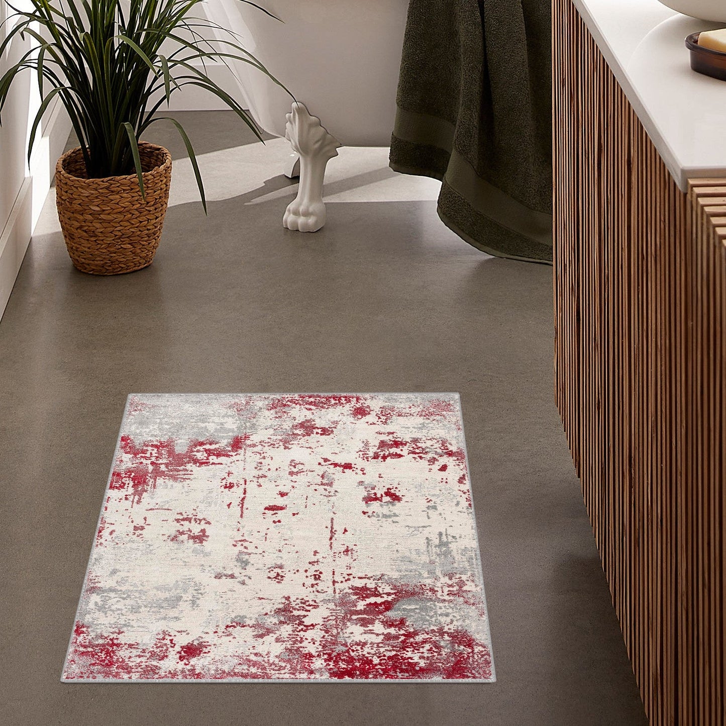 Tapis rouge contemporain abstrait Vogue