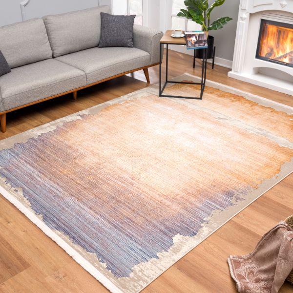 Elaris Abstract Contemporary Beige and Blue Indoor Rug