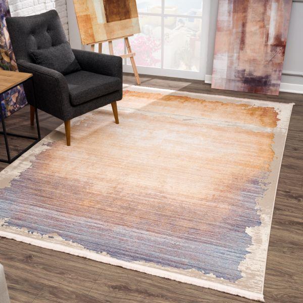 Elaris Abstract Contemporary Beige and Blue Indoor Rug