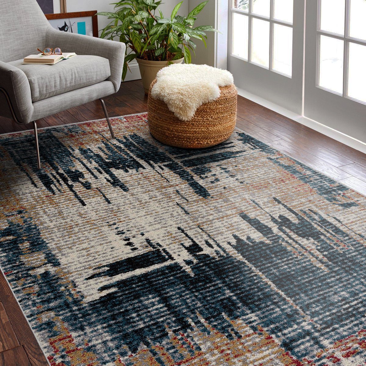 Tapis bleu abstrait Nova