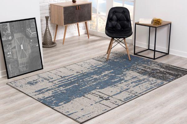 Vista Collection Modern Abstract Area Rug Runner, Blue