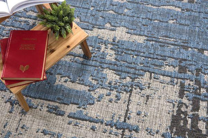 Vista Collection Modern Abstract Area Rug Runner, Blue