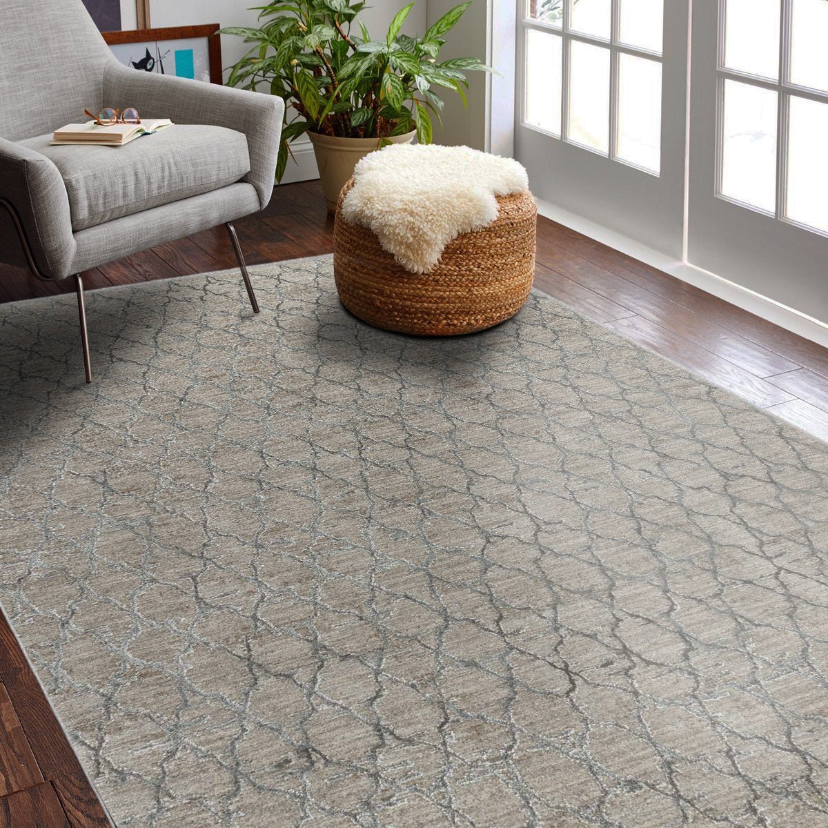 Aeris Geometric Contemporary Beige and Brown Indoor Rug
