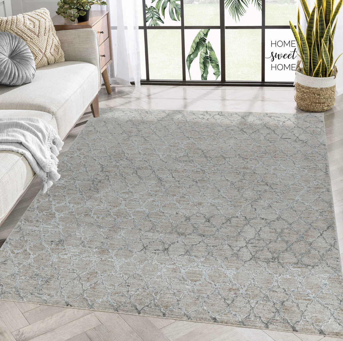 Aeris Geometric Contemporary Beige and Brown Indoor Rug