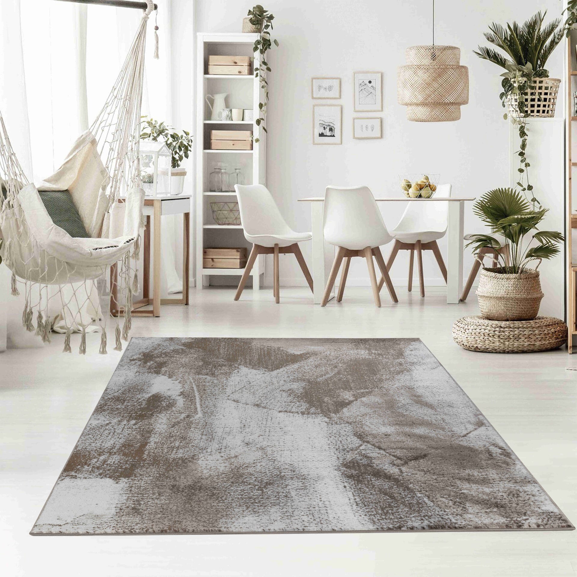 Abstract Modern Brown Beige Indoor Area Rug