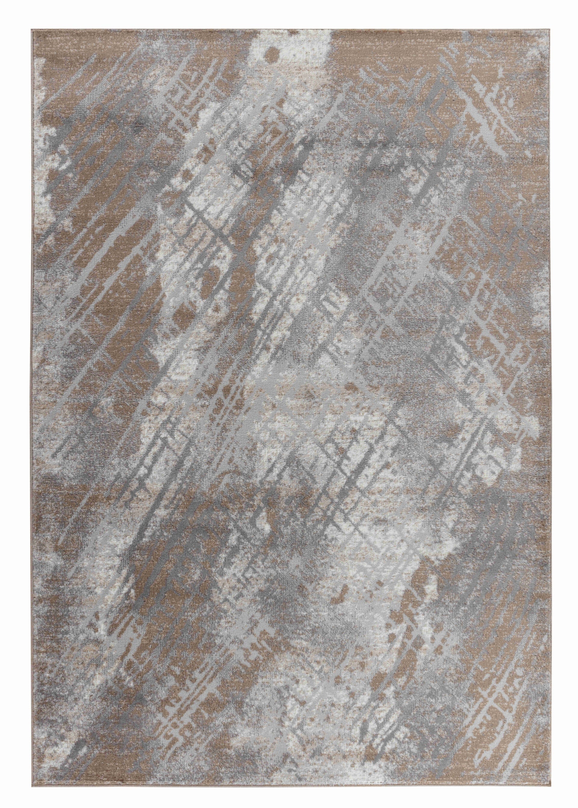 Abstract Contemporary Brown Grey Indoor Area Rug