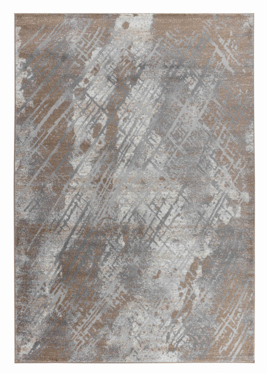 Alfombra interior abstracta contemporánea marrón gris