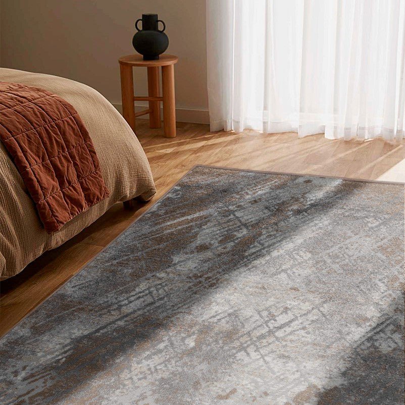 Abstract Contemporary Brown Grey Indoor Area Rug