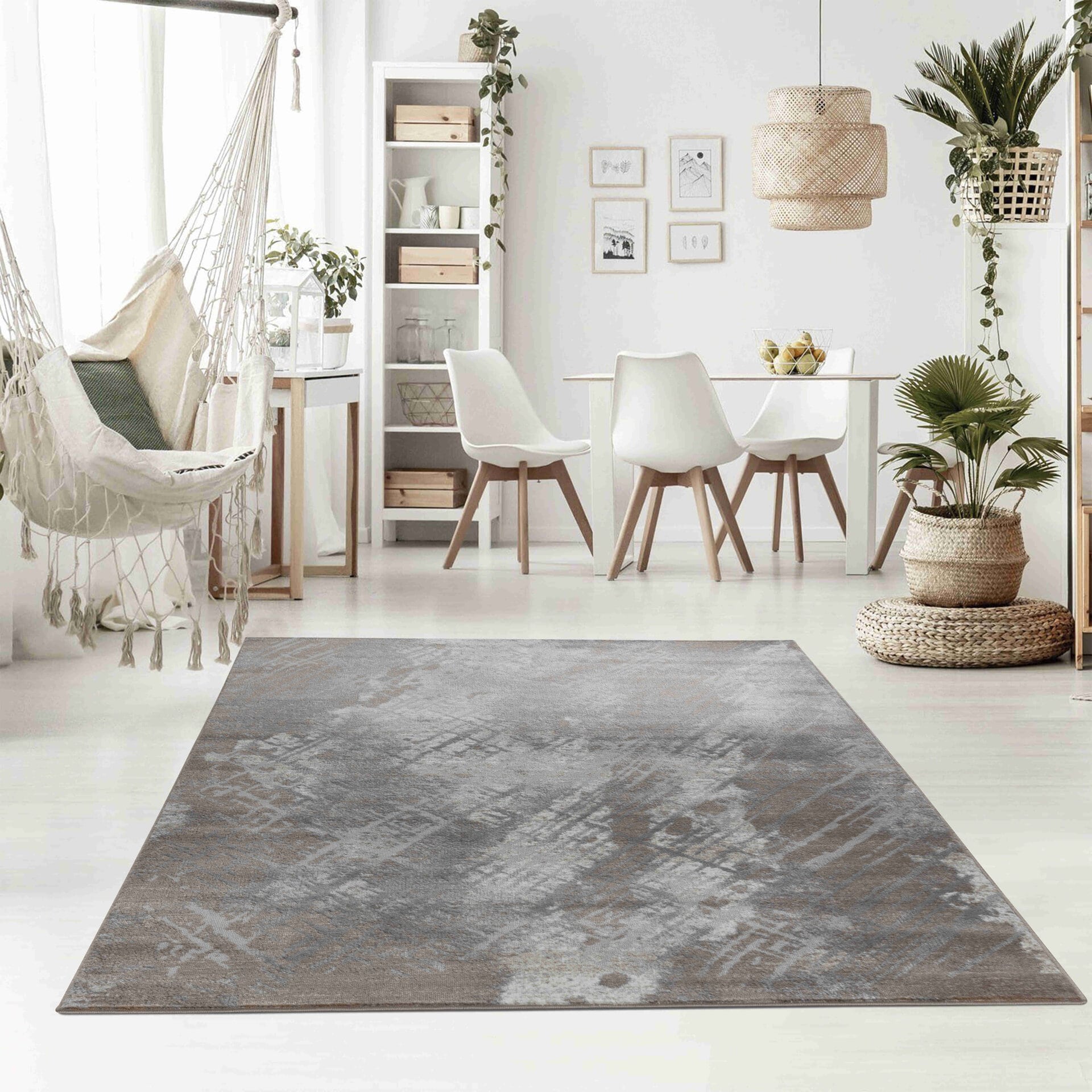 Abstract Contemporary Brown Grey Indoor Area Rug