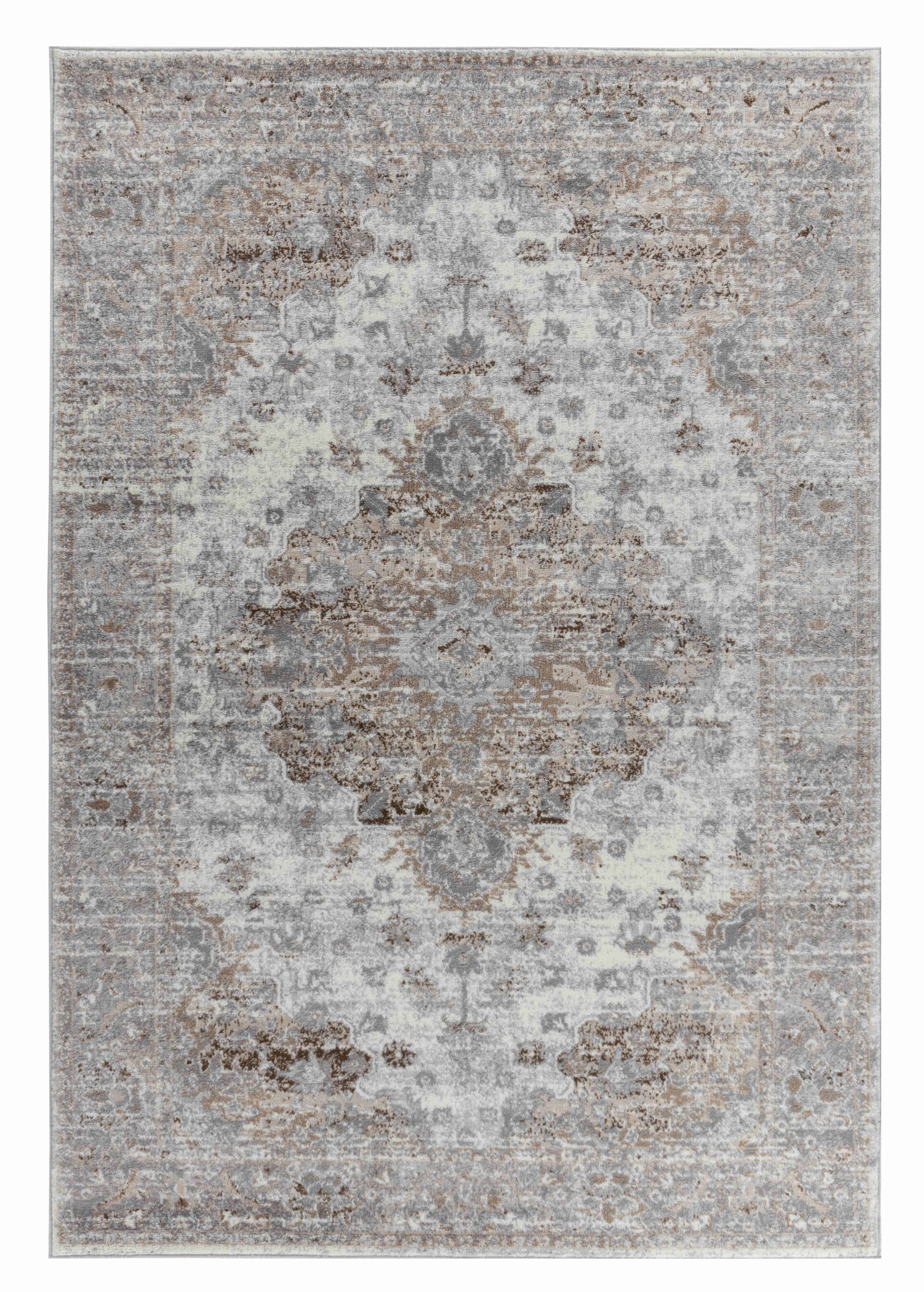 Oriental Distressed Brown Grey Indoor Area Rug