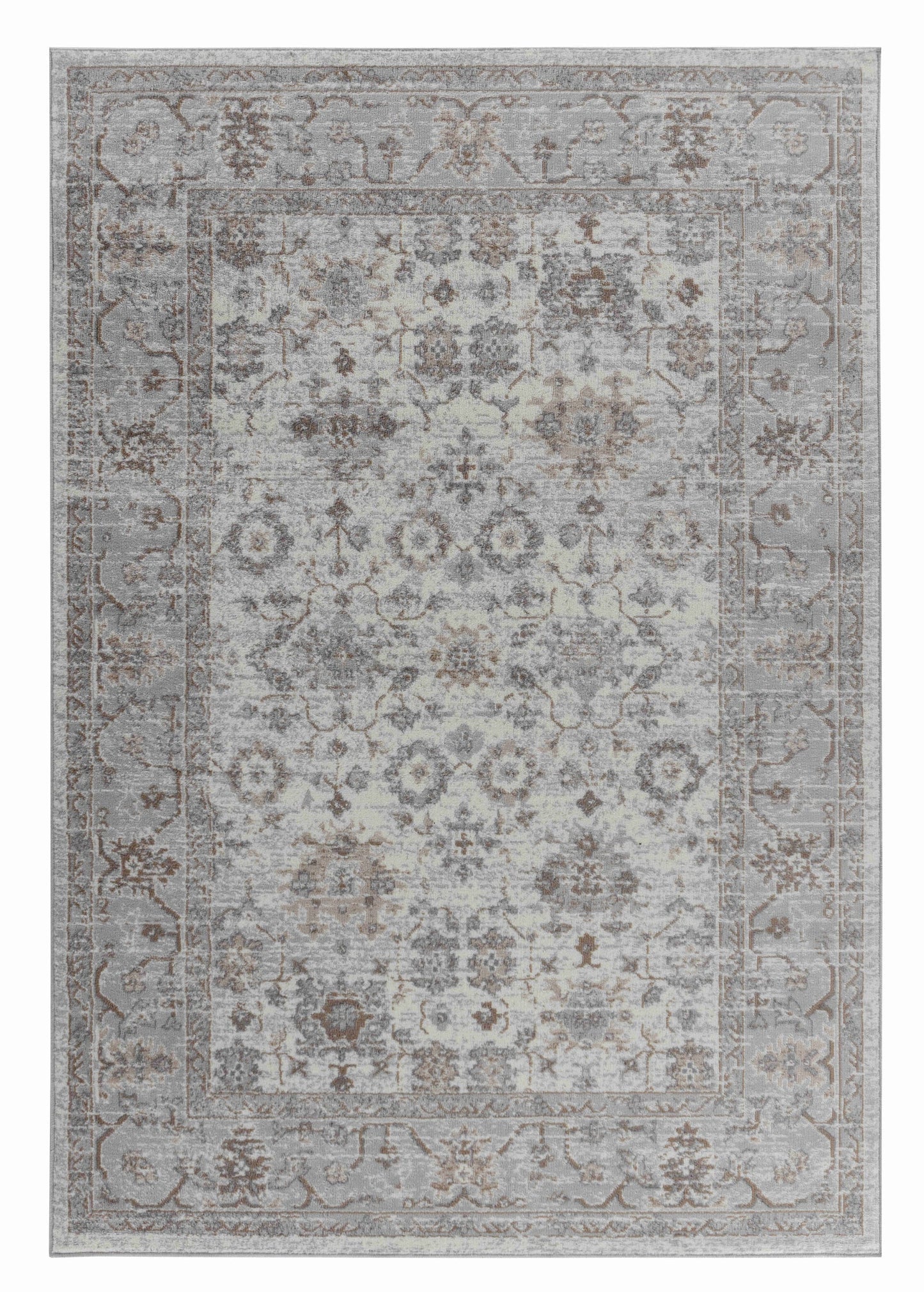 Sakarya Traditional Distressed Grey Rug