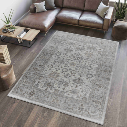 Sakarya Traditional Distressed Grey Rug