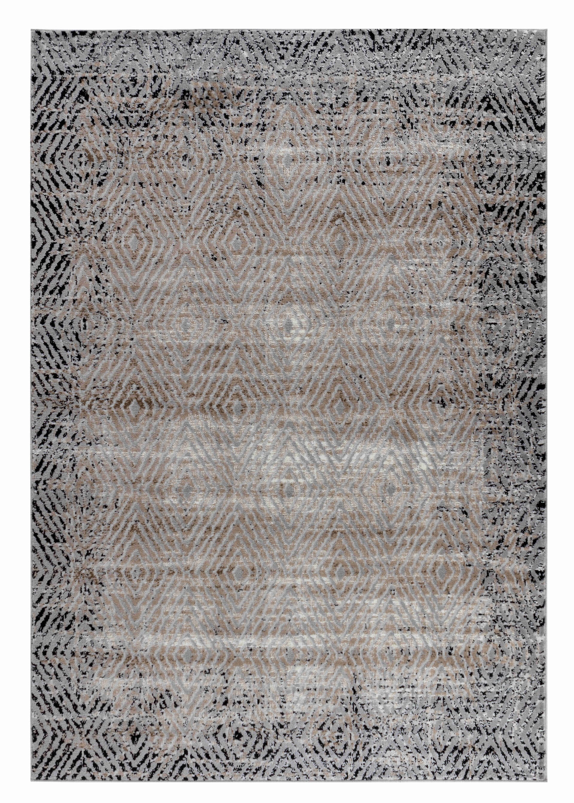 Abstract Geometric Brown Black Indoor Area Rug