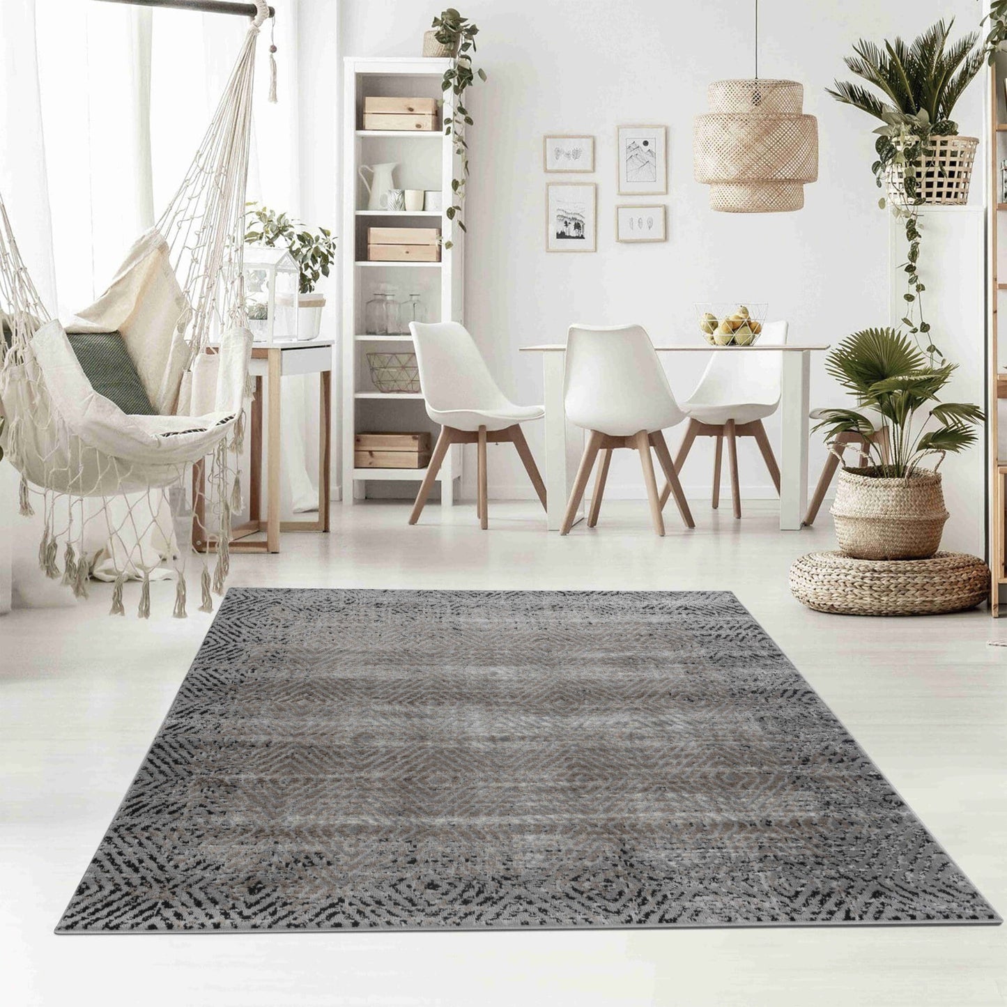 Sakarya Geometric Abstract Brown Rug