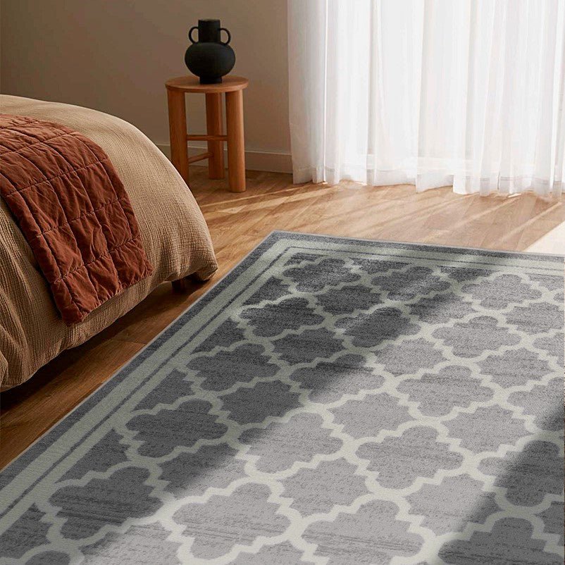 Alfombra interior moderna marroquí gris beige