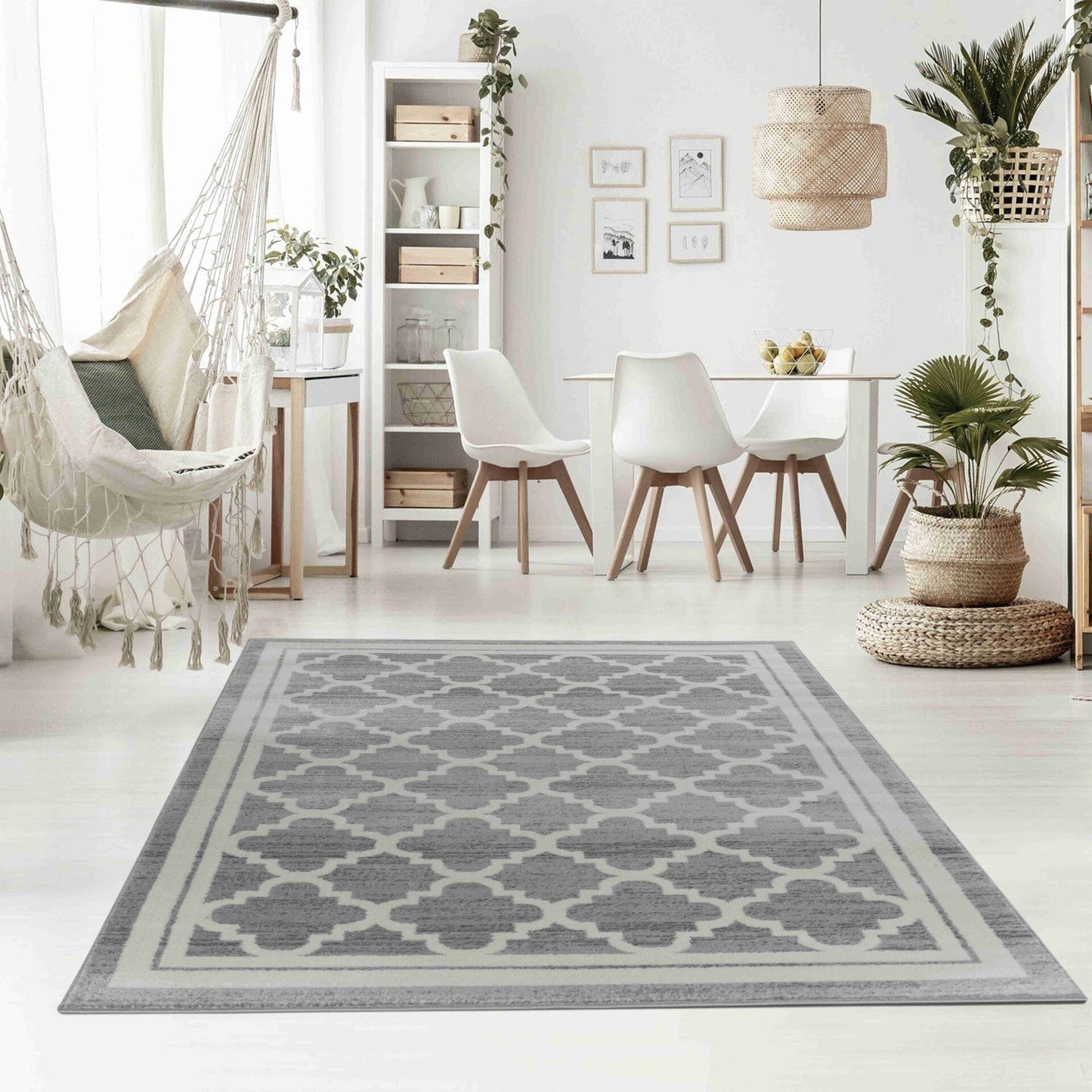 Alfombra interior moderna marroquí gris beige