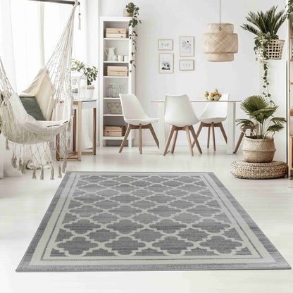 Alfombra interior moderna marroquí gris beige
