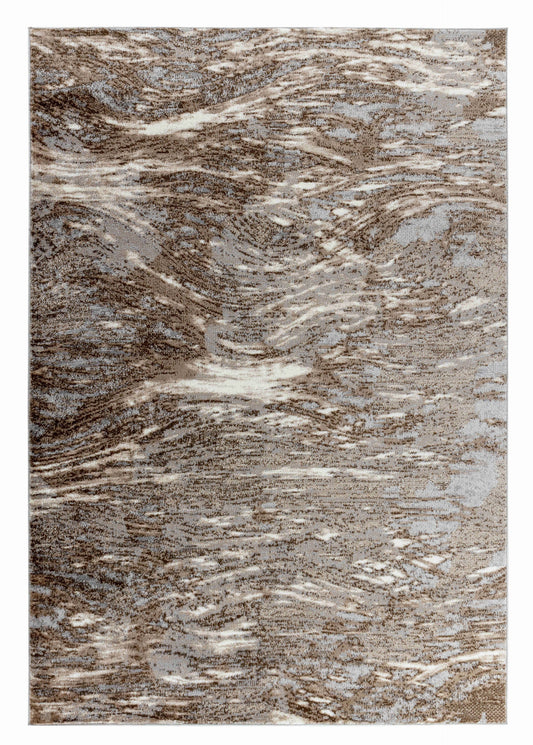 Alfombra de área interior gris marrón con ondas modernas abstractas