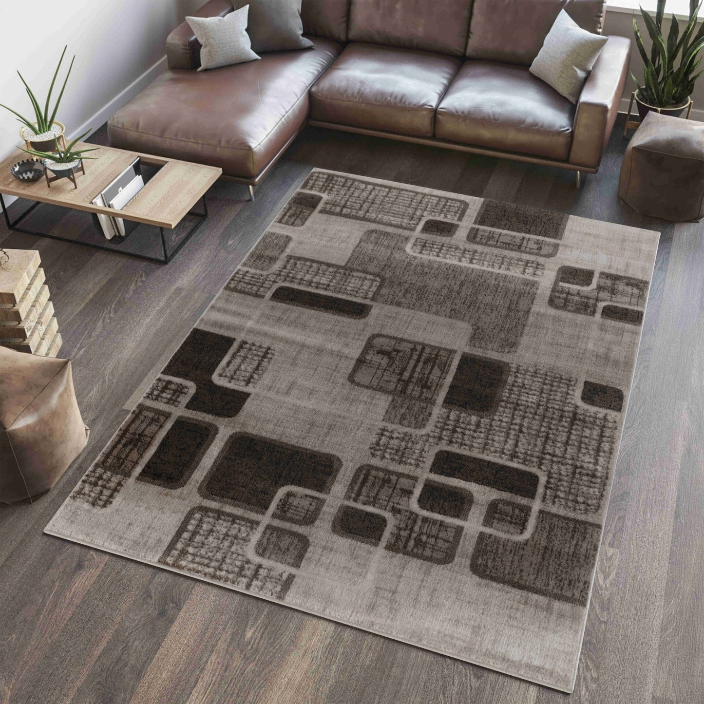 Tapis marron abstrait moderne Sakarya