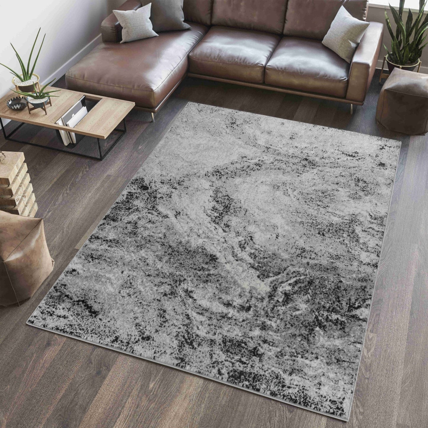Sakarya Abstract Splash Grey Rug