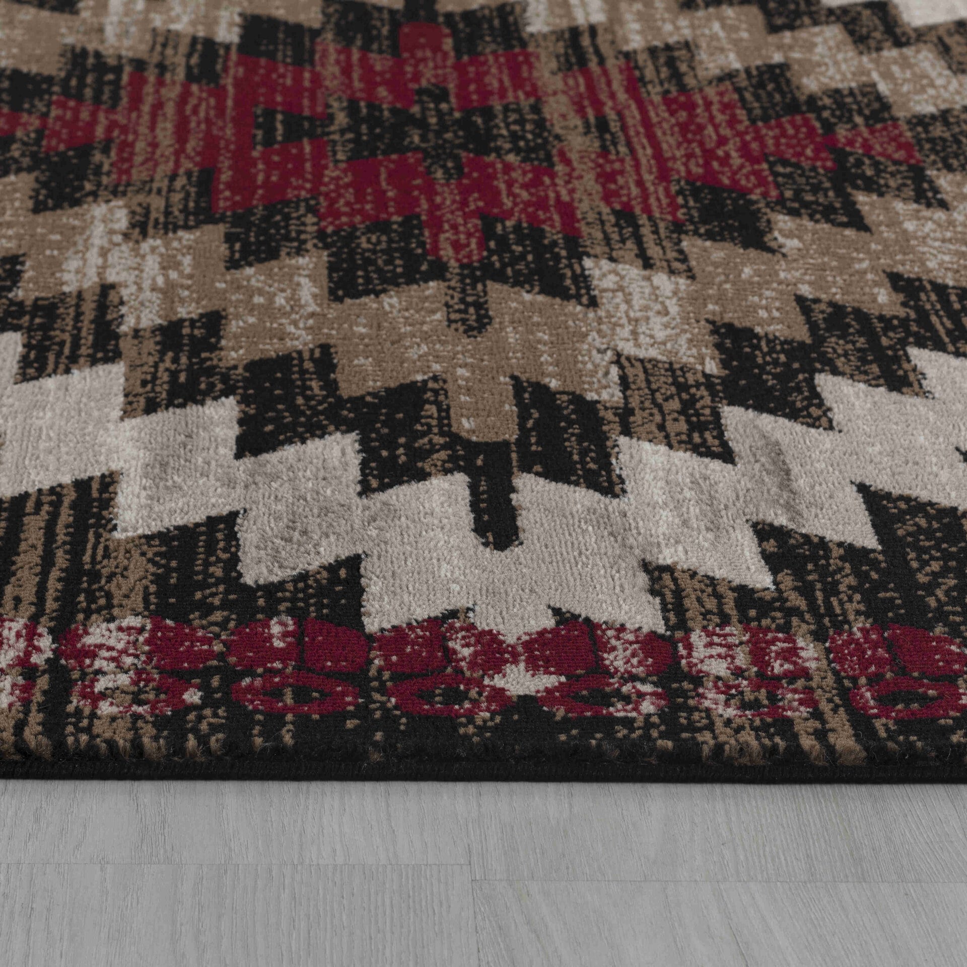 Modern Boho Geometric Brown Red Indoor Area Rug