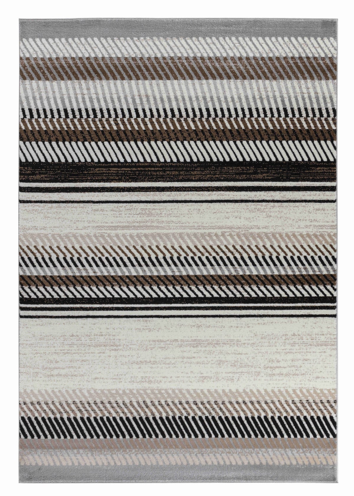 Tapis Orion rayé contemporain beige et marron