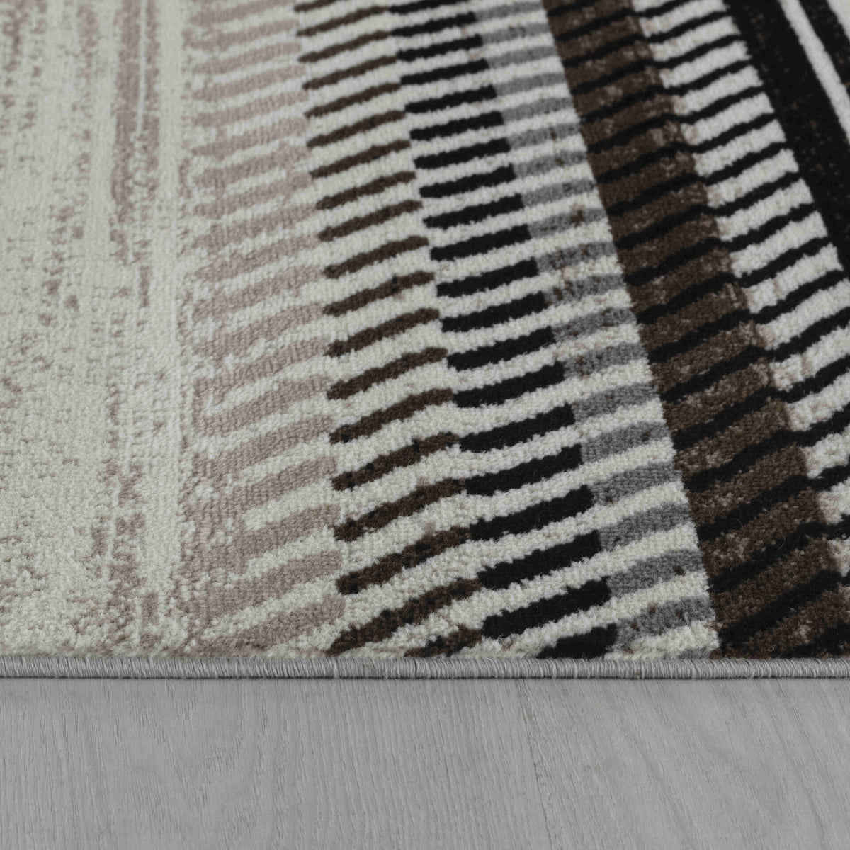 Orion Striped Contemporary Beige and Brown Indoor Rug