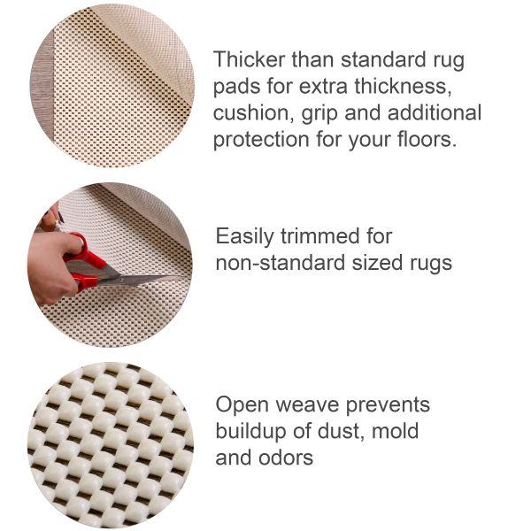 Rug Branch Rug Pad Collection Premium Standard Soft PVC Non Slip Rug Pads  (0.25) - 7' x 10', Ivory HPAD710 - The Home Depot
