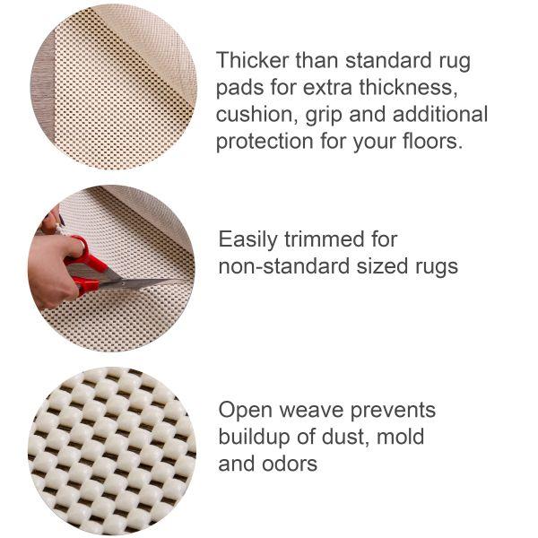 Rug Branch Rug Pad Collection Premium Standard Soft PVC Non Slip Rug Pads  (0.25) - 4' x 6', Ivory HPAD46 - The Home Depot