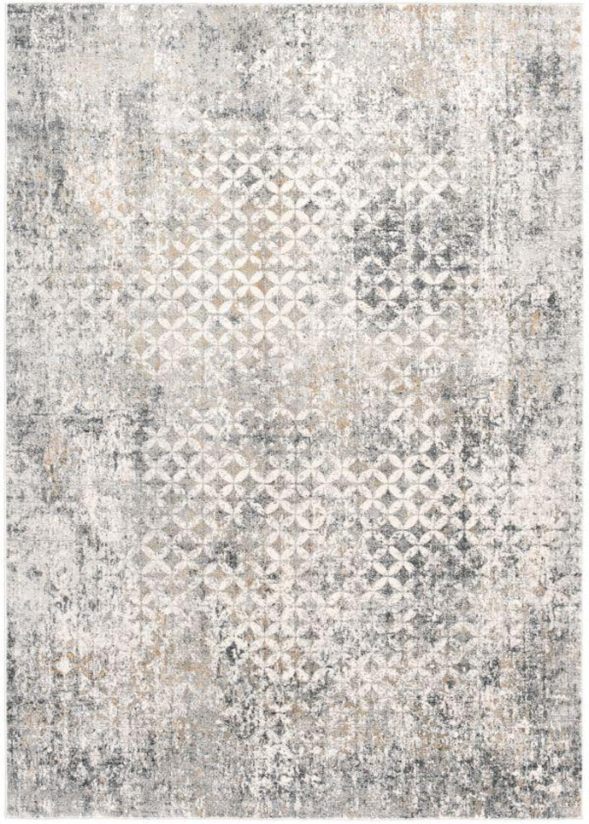 Aurelia Distressed Geometric Comtemporary Grey and Red Indoor Rug
